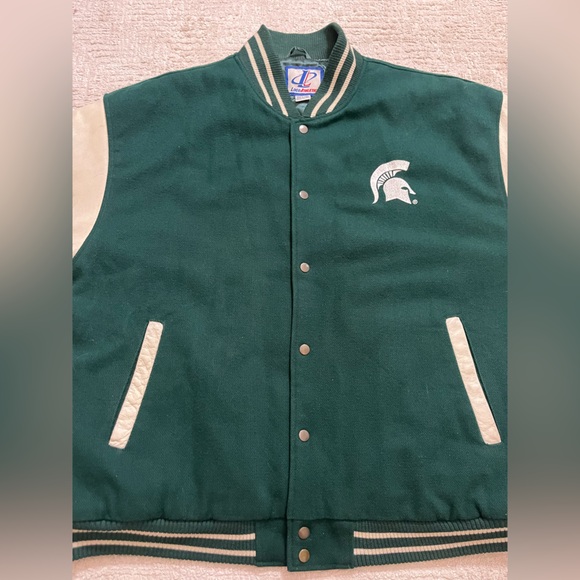 Vintage Michigan State varsity Leather wool blend Jacket - Picture 2 of 8